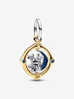 Pandora Mickey Mouse & Minnie Mouse Two-tone Spinning Moon Dangle Charm